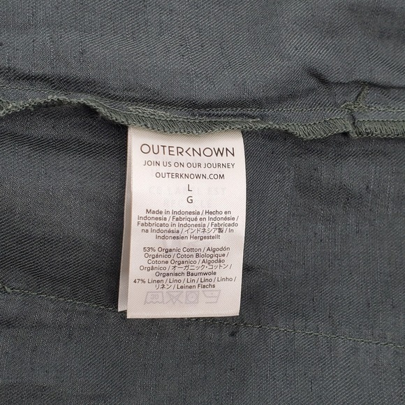 Outerknown Womens Large Station Utility Jumpsuit Dusk Green Organic Cotton Linen - Picture 4 of 8